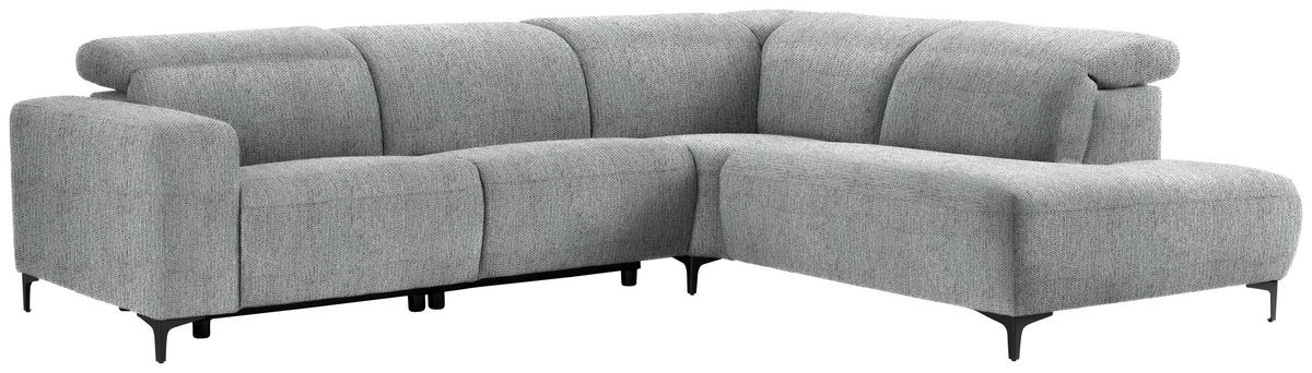 ECKSOFA in Flachgewebe Grau  - Schwarz/Grau, Design, Textil/Metall (290/238cm) - Pure Home Lifestyle
