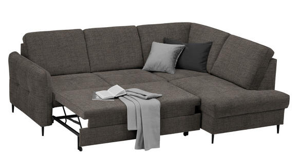 ECKSOFA in Chenille Graubraun  - Graubraun/Schwarz, MODERN, Holz/Textil (241/184cm) - Carryhome