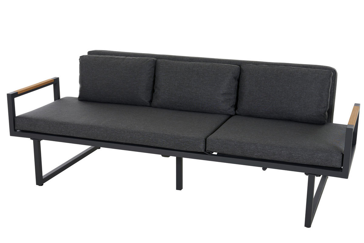 LOUNGESOFA  - Anthrazit, Basics, Holz/Textil (219/81/91cm) - Siena Garden