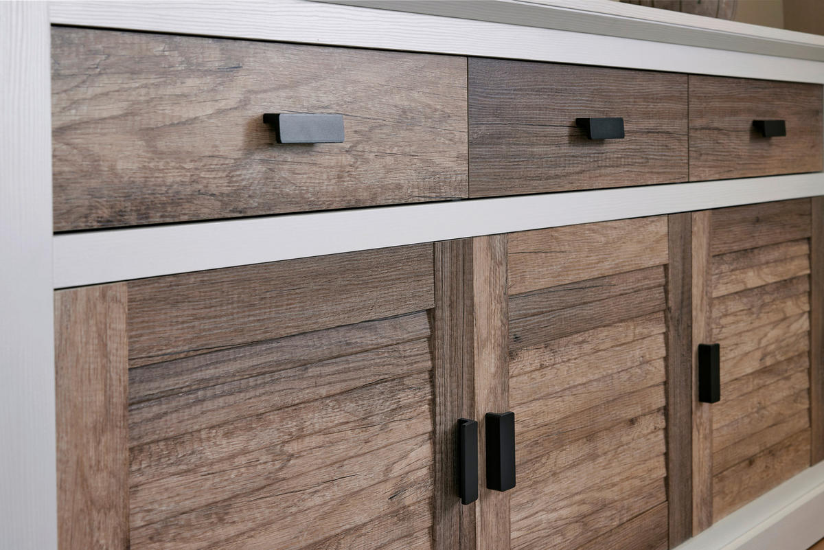SIDEBOARD Hampton  in 158/81,3/40 cm  - Eichefarben/Schwarz, KONVENTIONELL, Holzwerkstoff/Metall (158/81,3/40cm)