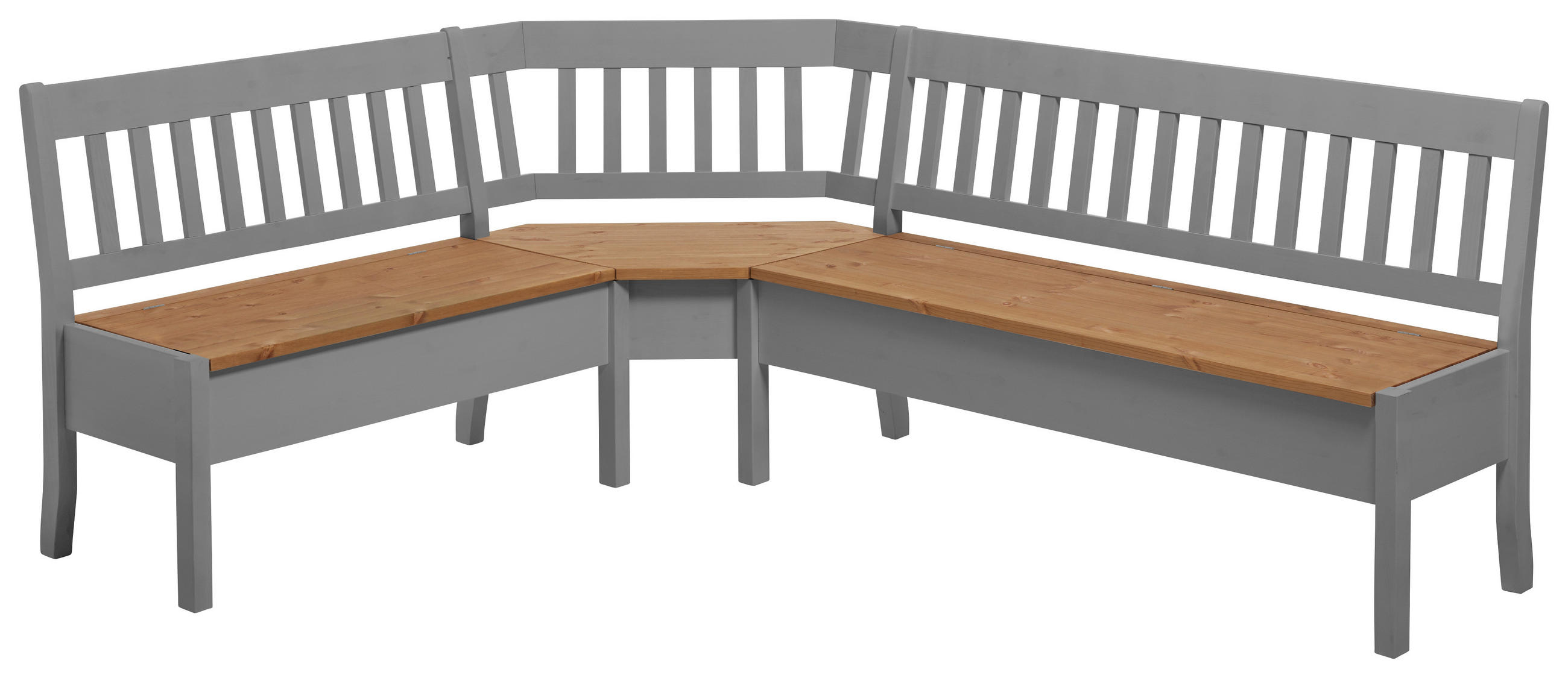 ECKBANK 170/213 cm Laugenfarbig, Grau Kiefer massiv   - Laugenfarbig/Grau, ROMANTIK / LANDHAUS, Holz (170/213cm) - Boxxx