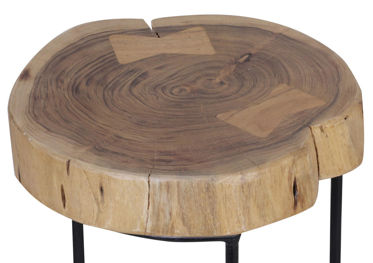 ODKLÁDACÍ STOLEK, akácie, barvy akácie - černá/barvy akácie, Design, kov/dřevo (28/28/55cm) - MID.YOU