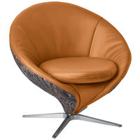 SESSEL Jacquard Kombination Echtleder/Stoff Senfgelb  - Senfgelb/Nickelfarben, Design, Leder/Textil (84/81/79cm) - Koinor