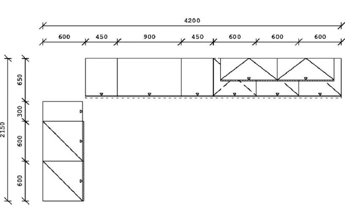 BUCĂTĂRIE PE COLȚ   - culoare lemn stejar/antracit, Basics, metal/material pe bază de lemn (215/420cm) - Venda