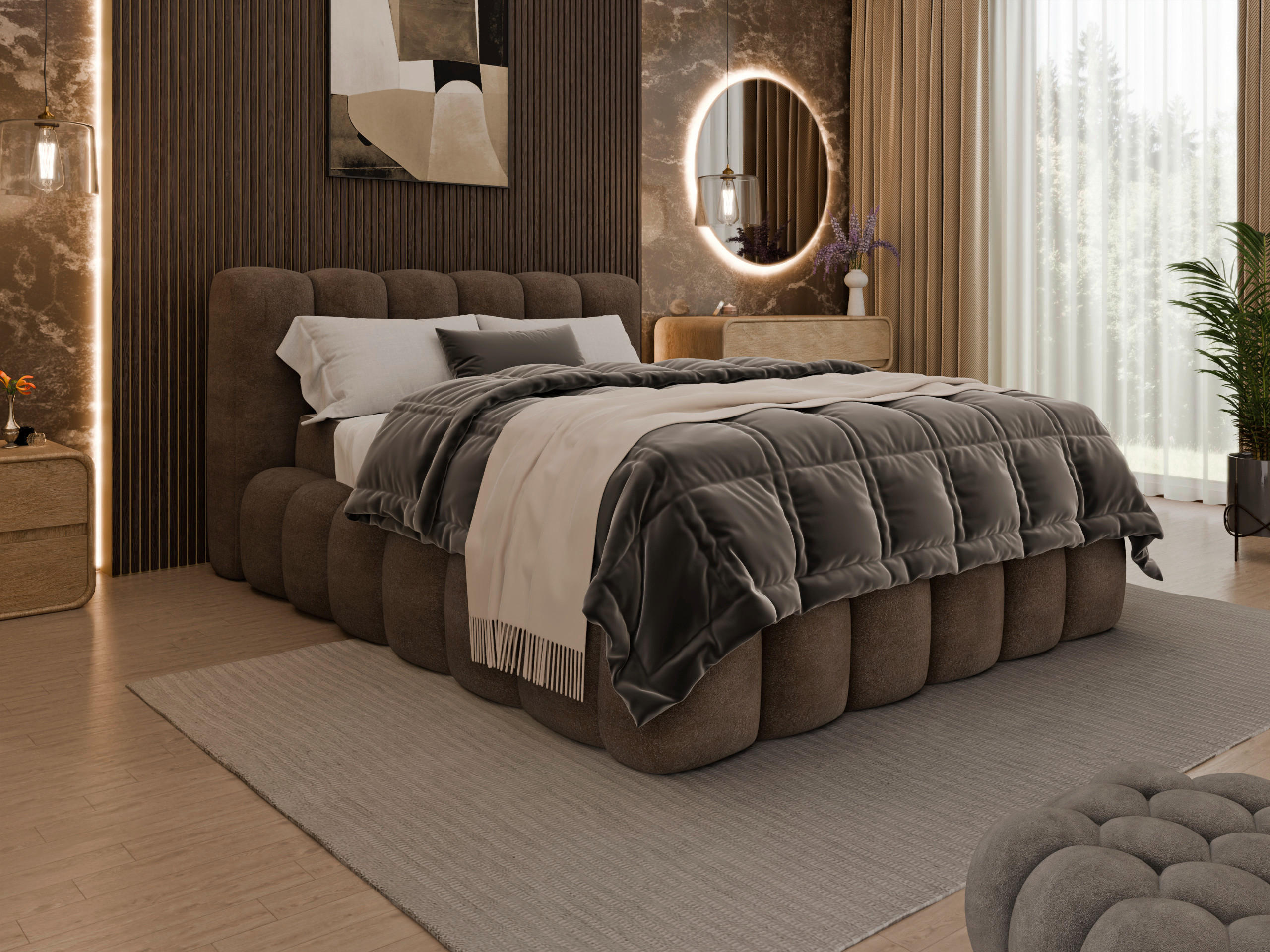POLSTERBETT Bettkasten 140/200 cm  in Braun  - Schwarz/Braun, Trend, Kunststoff/Textil (140/200cm) - Esposa