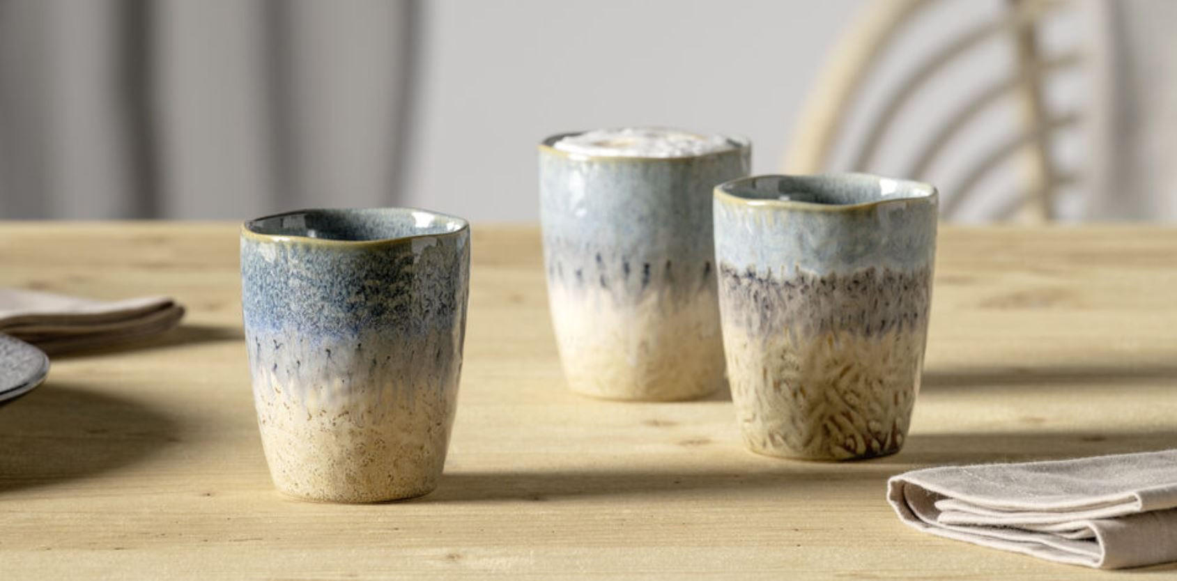 TASSENSET 4-teilig  - Blau/Anthrazit, Design, Keramik (8,2/10/8,2cm) - Leonardo