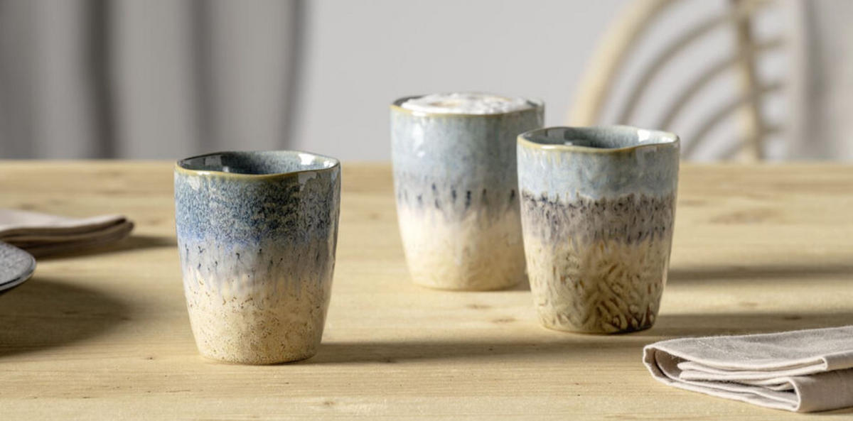 TASSENSET 4-teilig  - Blau/Anthrazit, Design, Keramik (8,2/10/8,2cm) - Leonardo