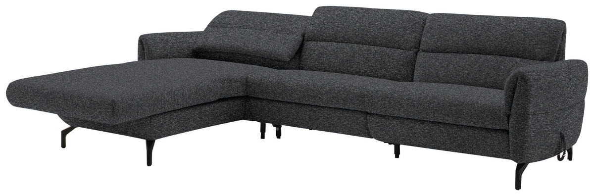 ECKSOFA Graphitfarben Chenille  - Schwarz/Graphitfarben, Design, Textil/Metall (187/299cm) - Schöner Wohnen