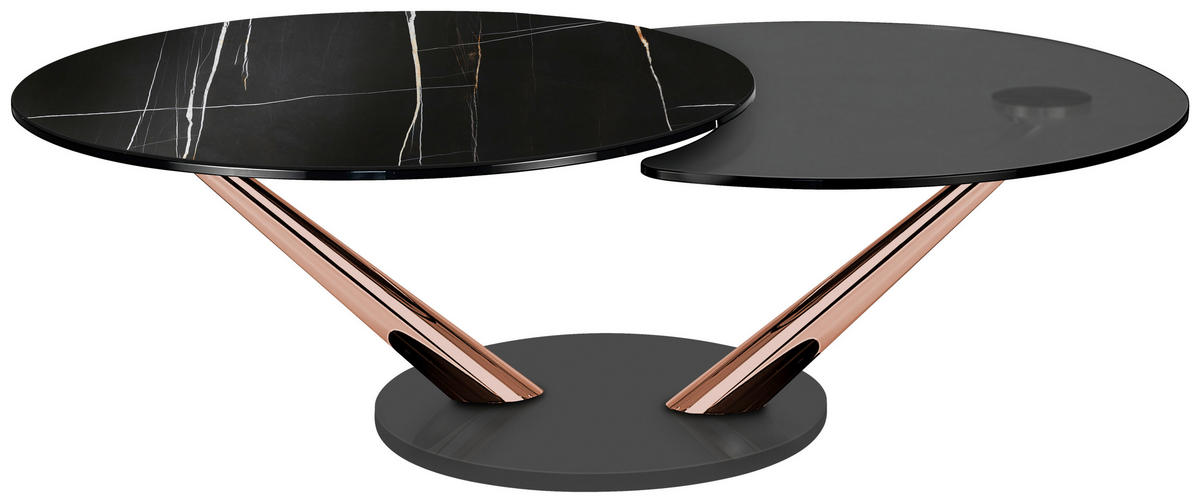 COUCHTISCH 80-128/80/40 cm rund Anthrazit, Kupferfarben  - Anthrazit/Kupferfarben, Design, Keramik/Metall (80-128/80/40cm) - Naos