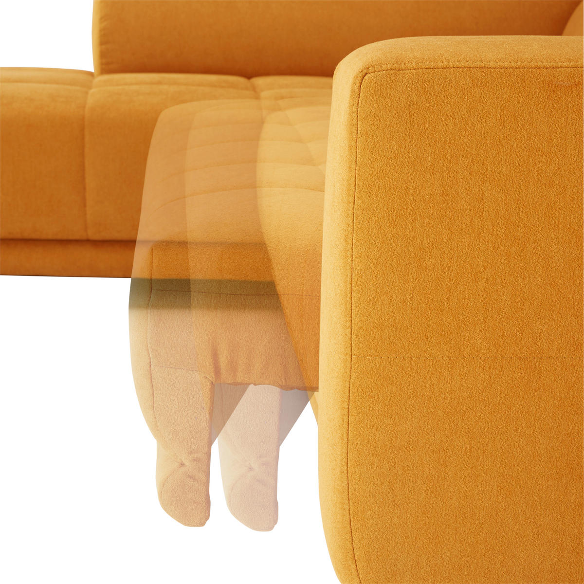 ECKSOFA in Mikrofaser Gelb  - Gelb/Schwarz, Design, Textil/Metall (207/301cm) - Xora