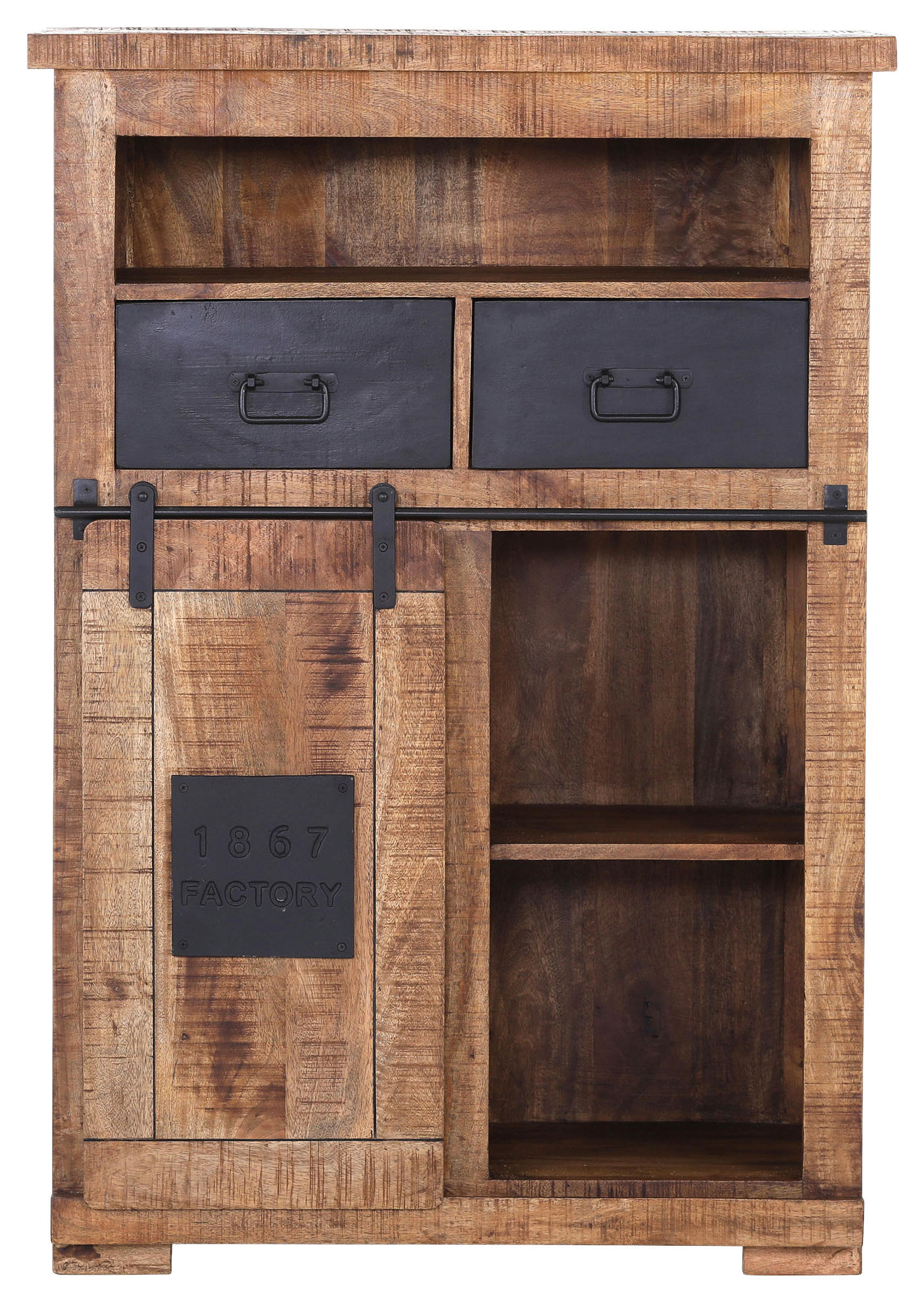 HIGHBOARD  in 90/130/45 cm  - Schwarz/Naturfarben, LIFESTYLE, Holz/Metall (90/130/45cm) - Landscape