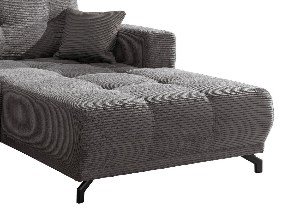 ECKSOFA Grau Cord  - Schwarz/Grau, MODERN, Holz/Textil (246/177cm) - MID.YOU