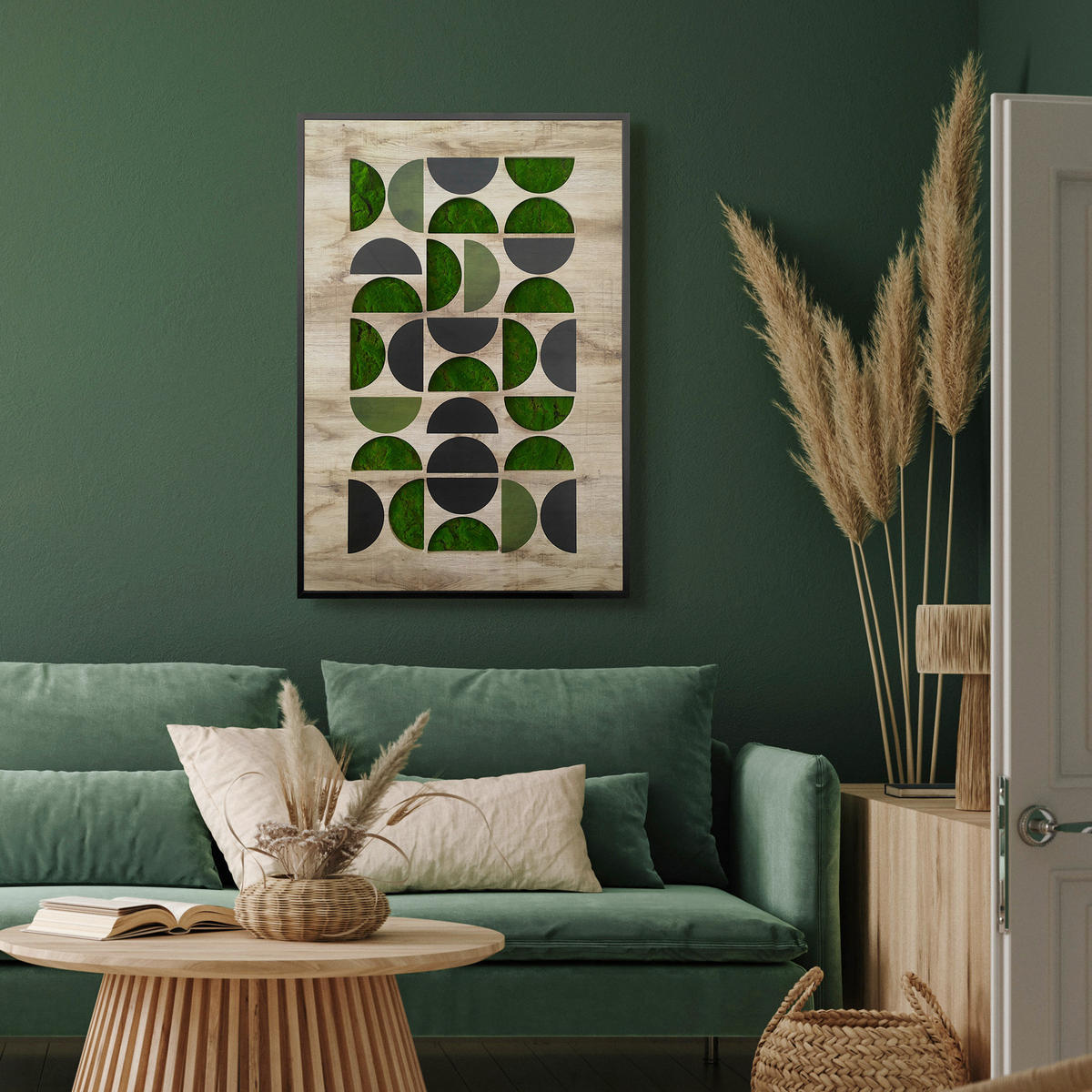 MOOSBILD 70/100 cm  - Dunkelgrün/Schwarz, Basics, Holz/Kunststoff (70/100cm)