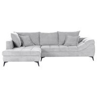 ECKSOFA Seidengrau Flachgewebe  - Seidengrau/Schwarz, Design, Textil/Metall (224/307cm) - Stylife