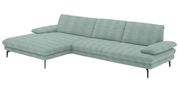 ECKSOFA in Chenille Mintgrün 180/310 cm - Schwarz/Mintgrün, Design, Textil/Metall (180/310cm) - Dieter Knoll