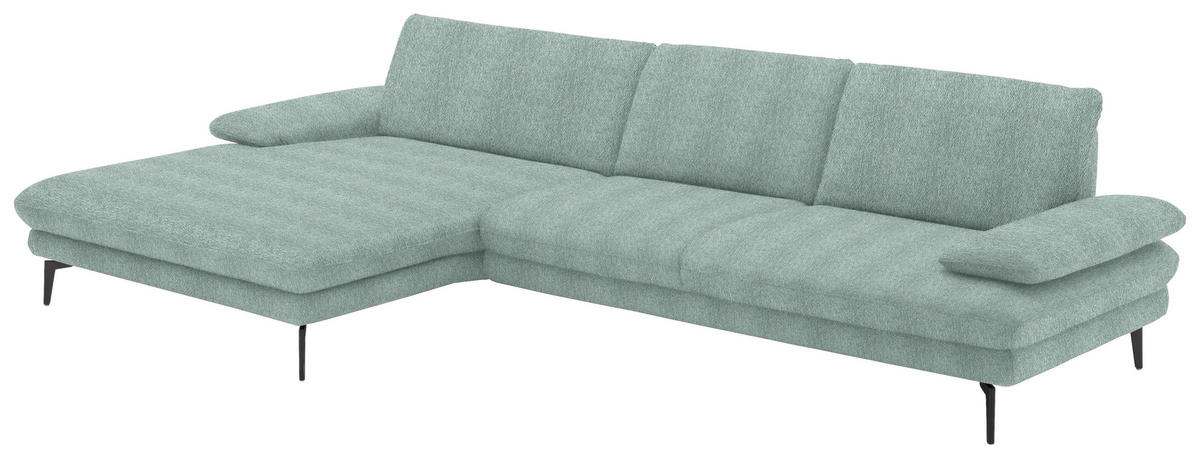 ECKSOFA in Chenille Mintgrün  - Schwarz/Mintgrün, Design, Textil/Metall (180/310cm) - Dieter Knoll