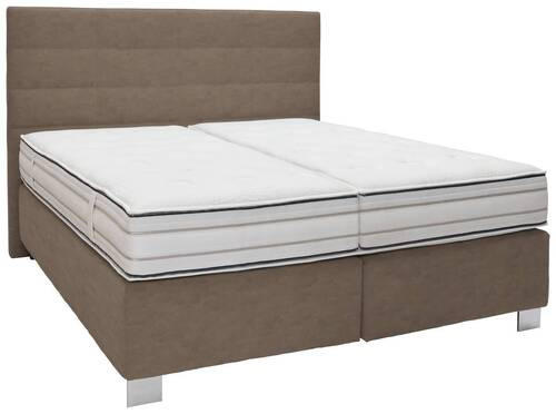 BOXSPRINGBETT 180/200 cm  in Greige  - Greige/Alufarben, KONVENTIONELL, Holzwerkstoff/Textil (180/200cm) - Dieter Knoll