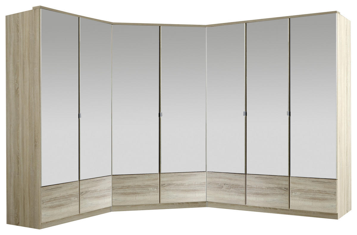 ECKSCHRANK 95/199/95 cm  - Eichefarben/Alufarben, Konventionell, Glas/Holzwerkstoff (95/199/95cm) - MID.YOU