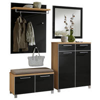 GARDEROBE 5-teilig  in 180/195/40 cm  - Eichefarben/Anthrazit, Design, Glas/Holz (180/195/40cm)