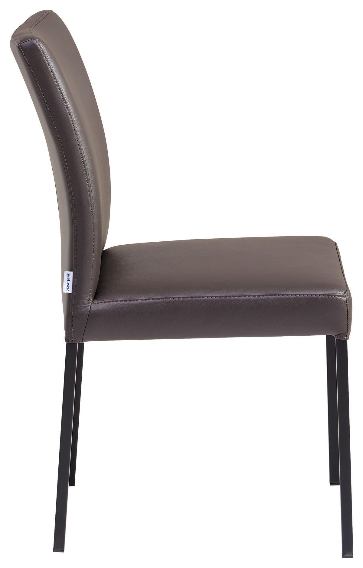 STUHL Echtleder Cappuccino  - Schwarz/Cappuccino, MODERN, Leder/Metall (45,5/86/57,5cm) - Livetastic