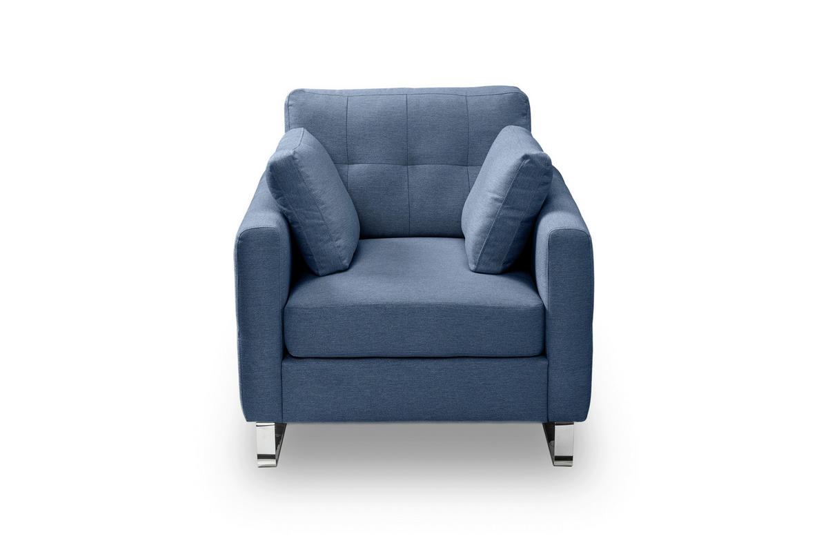 1,5-SITZER HERA Flachgewebe Dunkelblau  - Chromfarben/Dunkelblau, Basics, Textil/Metall (93/92/94cm) - MID.YOU