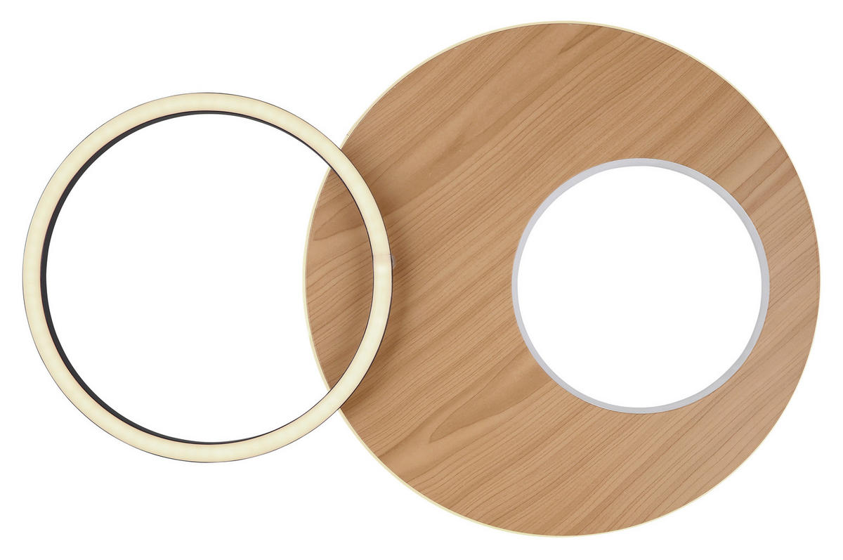 LED-DECKENLEUCHTE 61,2/40/10,5 cm   - Dunkelbraun/Opal, Design, Holzwerkstoff/Kunststoff (61,2/40/10,5cm) - Globo