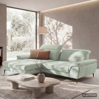 ECKSOFA PRADO Mintgrün Webstoff Bettkasten, Kopfteilverstellung, Sitztiefenverstellung  - Schwarz/Mintgrün, Design, Textil/Metall (195/268cm) - Livetastic