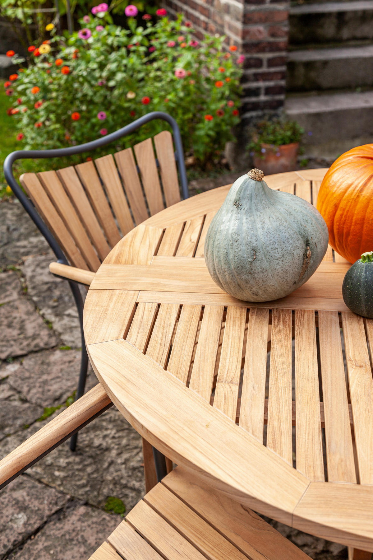 GARTENSTUHL in Holz Anthrazit, Teakfarben  - Anthrazit/Teakfarben, KONVENTIONELL, Holz/Metall (58,5/78/56,5cm) - Gardenson