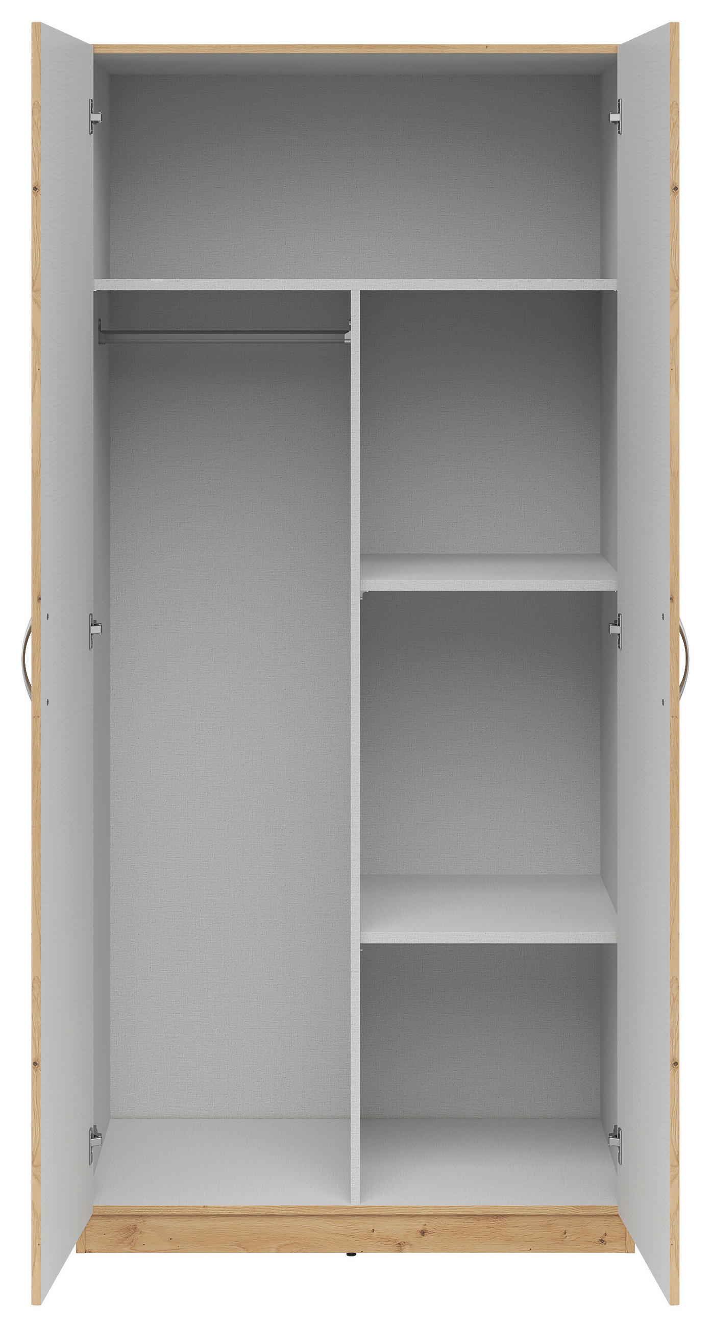 KLEIDERSCHRANK 91/197/54 cm 2-türig Eiche Artisan  - Silberfarben/Eiche Artisan, KONVENTIONELL, Holzwerkstoff/Kunststoff (91/197/54cm) - Boxxx