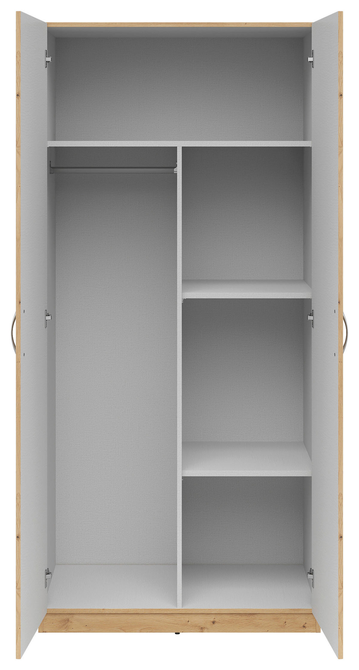 KLEIDERSCHRANK in Eiche Artisan  - Silberfarben/Eiche Artisan, Konventionell, Holzwerkstoff/Kunststoff (91/197/54cm) - Carryhome