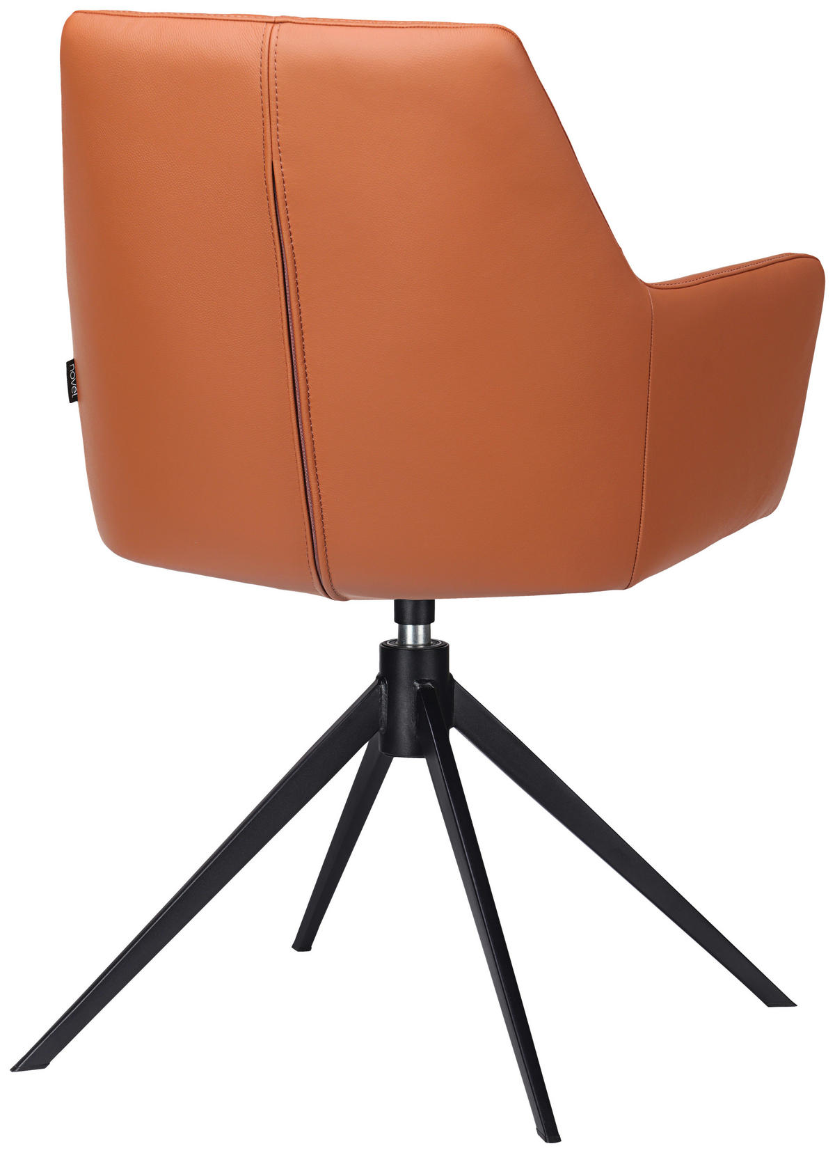 ARMLEHNSTUHL  in Eisen Echtleder pigmentiert  - Cognac/Schwarz, KONVENTIONELL, Leder/Metall (59,5/87,5/63cm) - Novel