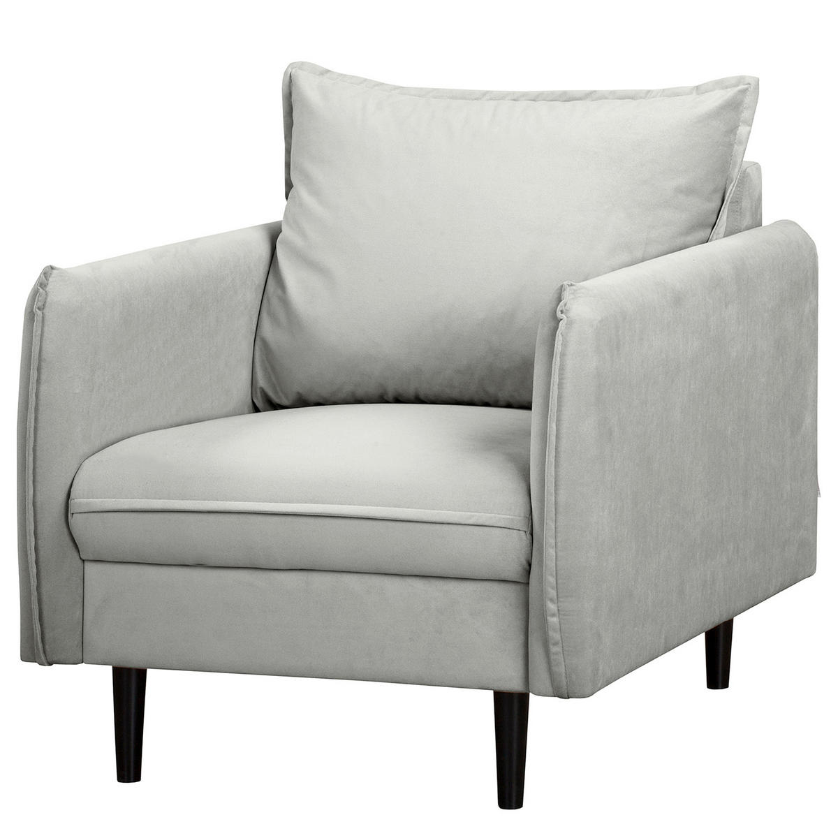 SESSEL in Samt Grau  - Schwarz/Grau, Design, Holz/Textil (74/86/100cm) - P & B