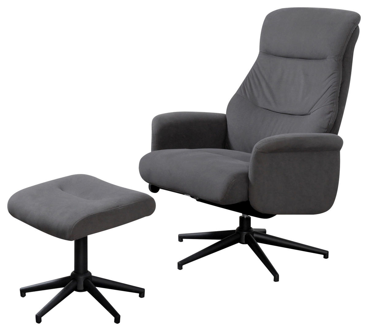 POČIVALNIK S PODNOŽNIKOM,  siva kovina, tekstil - črna/siva, Trend, kovina/tekstil (74,5/105/85cm) - Carryhome