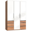 DREHTÜRENSCHRANK in Weiss, Eichefarben  - Chromfarben/Weiss, Modern, Glas/Holzwerkstoff (150/216/58cm) - MID.YOU