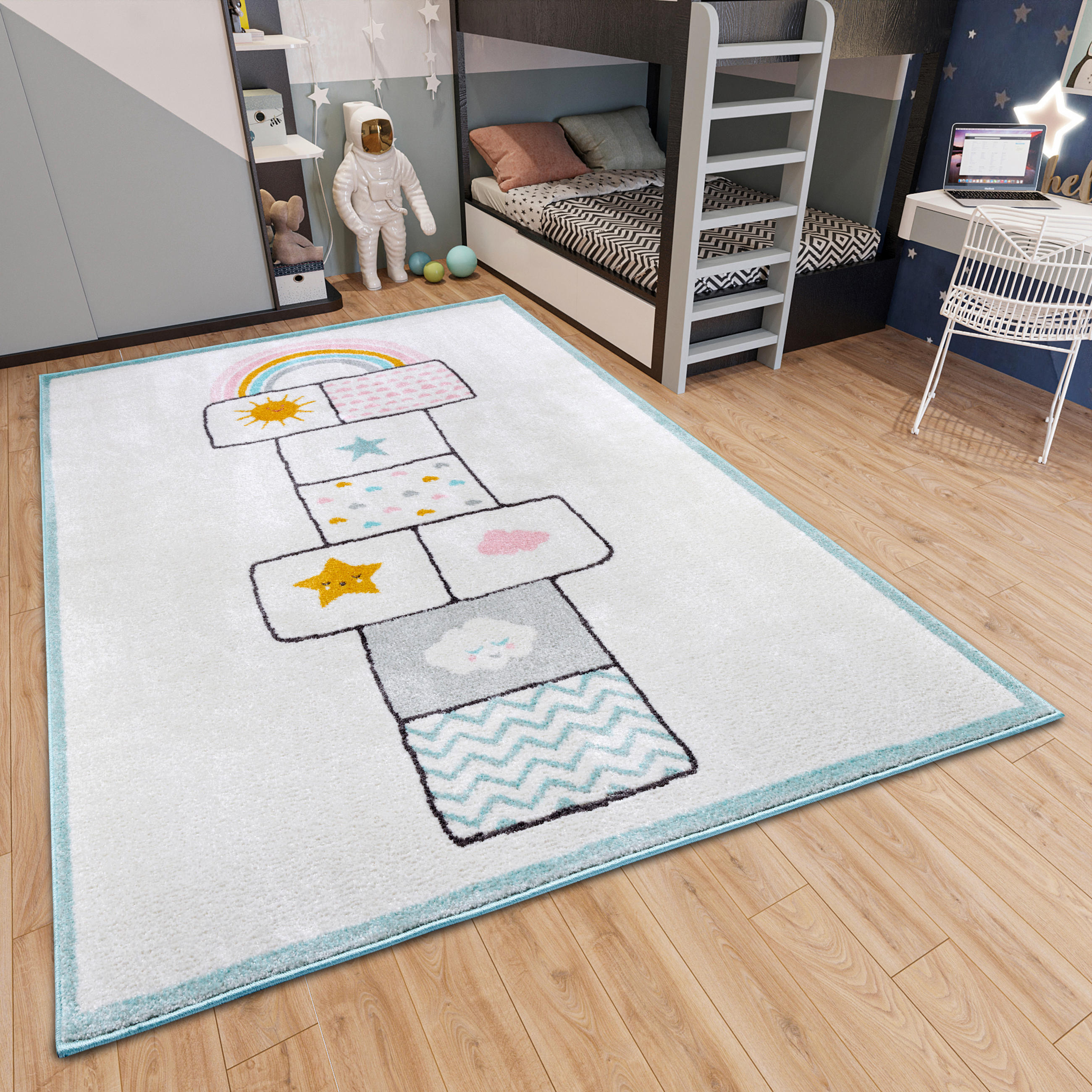 SPIELTEPPICH 120/170 cm Adventures  - Pastellblau/Creme, Trend, Kunststoff/Textil (120/170cm) - Ben'n'jen