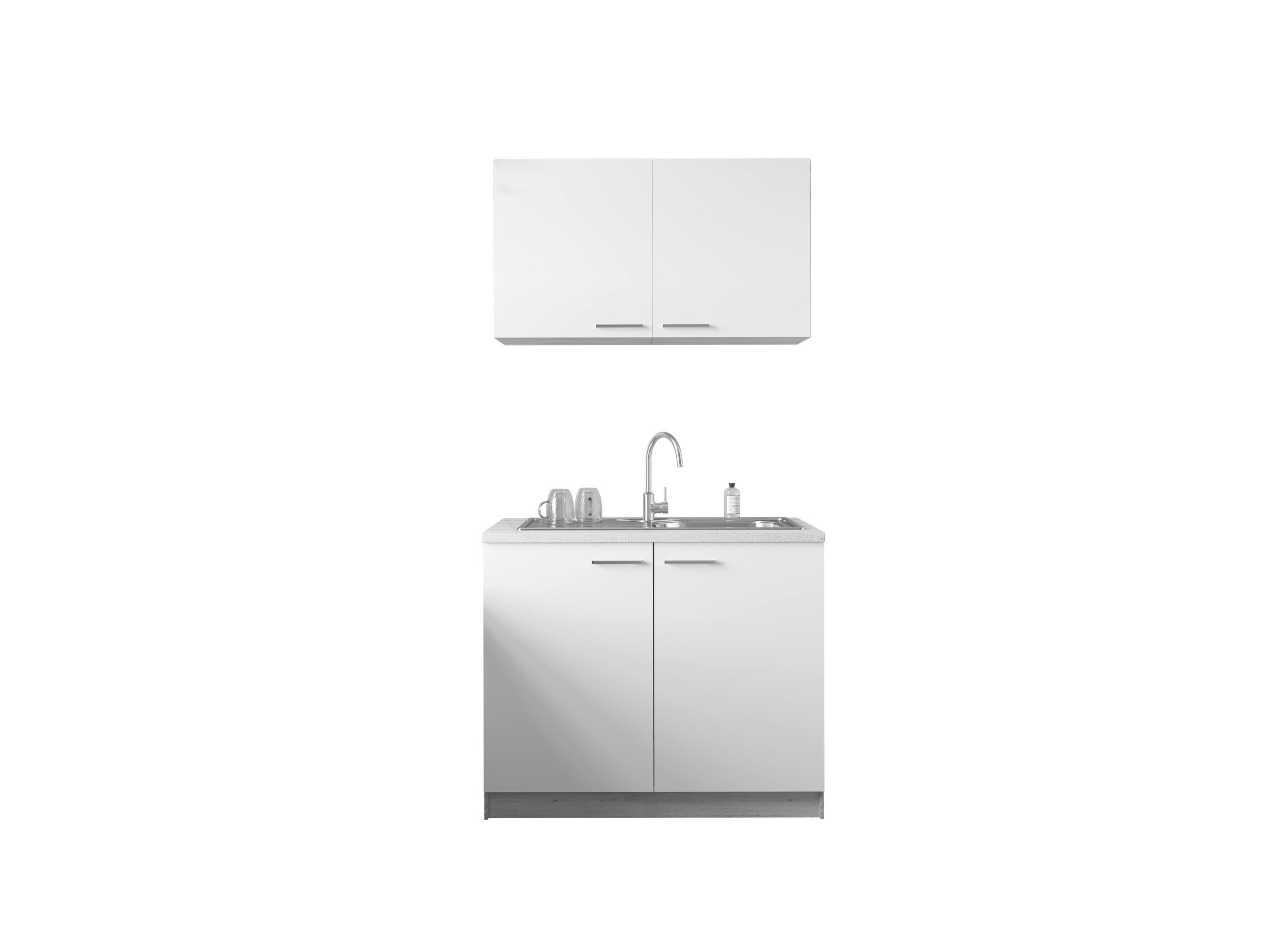 MINIKÜCHE 100 cm   in Weiß, Eichefarben  - Eichefarben/Silberfarben, Basics, Holzwerkstoff/Metall (100cm) - Respekta