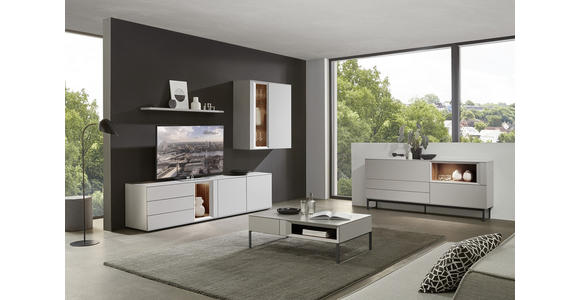 WOHNWAND 300/199/47 cm in Grau - Schwarz/Grau, Design, Glas/Holzwerkstoff (300/199/47cm) - Dieter Knoll
