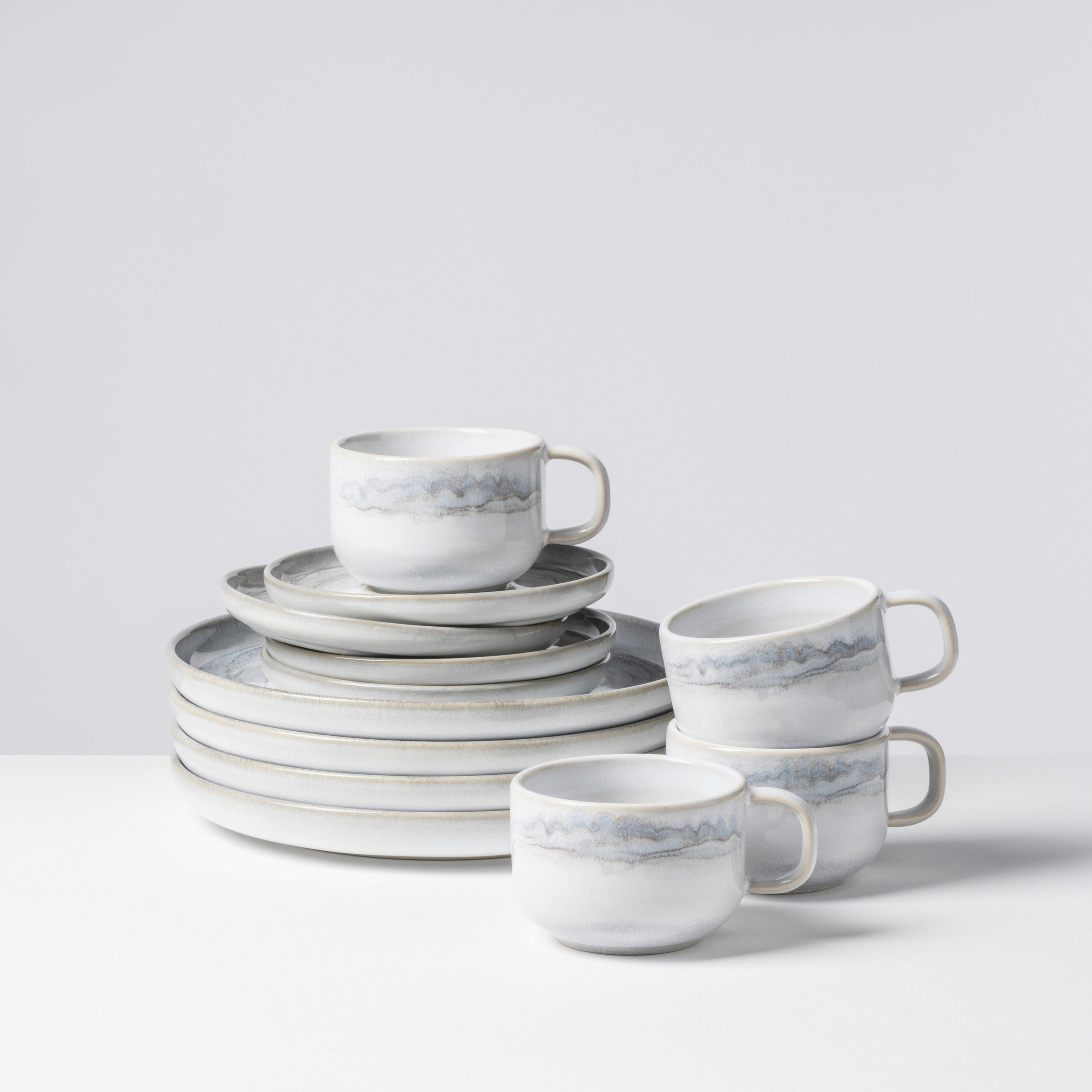 KAFFEESERVICE TIEFER SEE 12-teilig  - Hellgrau/Weiß, Basics, Keramik - Gipfelstück
