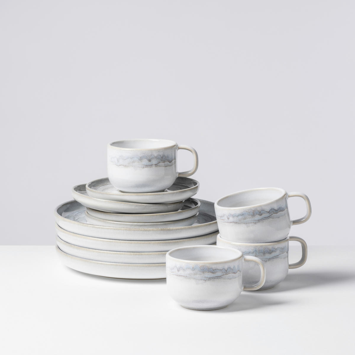 KAFFEESERVICE TIEFER SEE 12-teilig  - Hellgrau/Weiß, Basics, Keramik - Gipfelstück