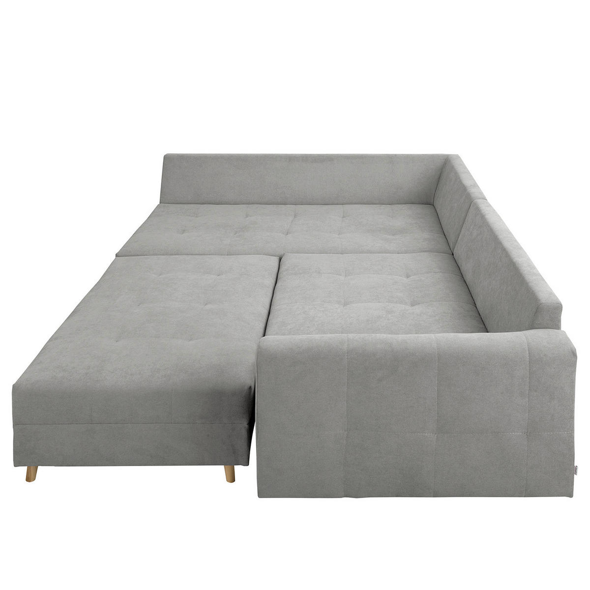 ECKSOFA inkl. Hocker Ariella Grau Mikrofaser Rückenkissen, Hocker  - Naturfarben/Grau, Design, Holz/Textil (161/231cm) - Livetastic