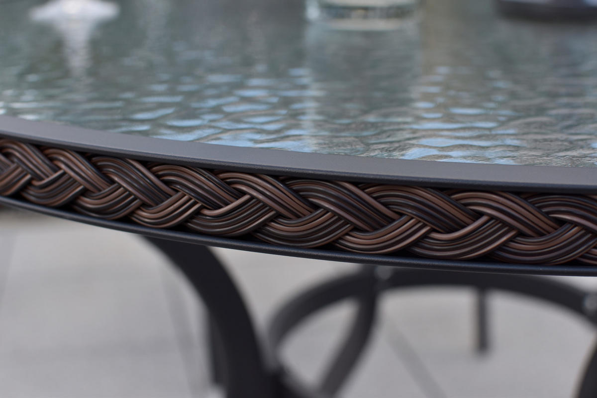 GARTENTISCHGRUPPE Aluminium  - Dunkelbraun/Graphitfarben, KONVENTIONELL, Glas/Kunststoff - Gardenson