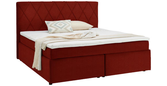 BOXSPRINGBETT 180/200 cm in Terracotta - Terracotta/Schwarz, Design, Kunststoff/Textil (180/200cm) - Xora