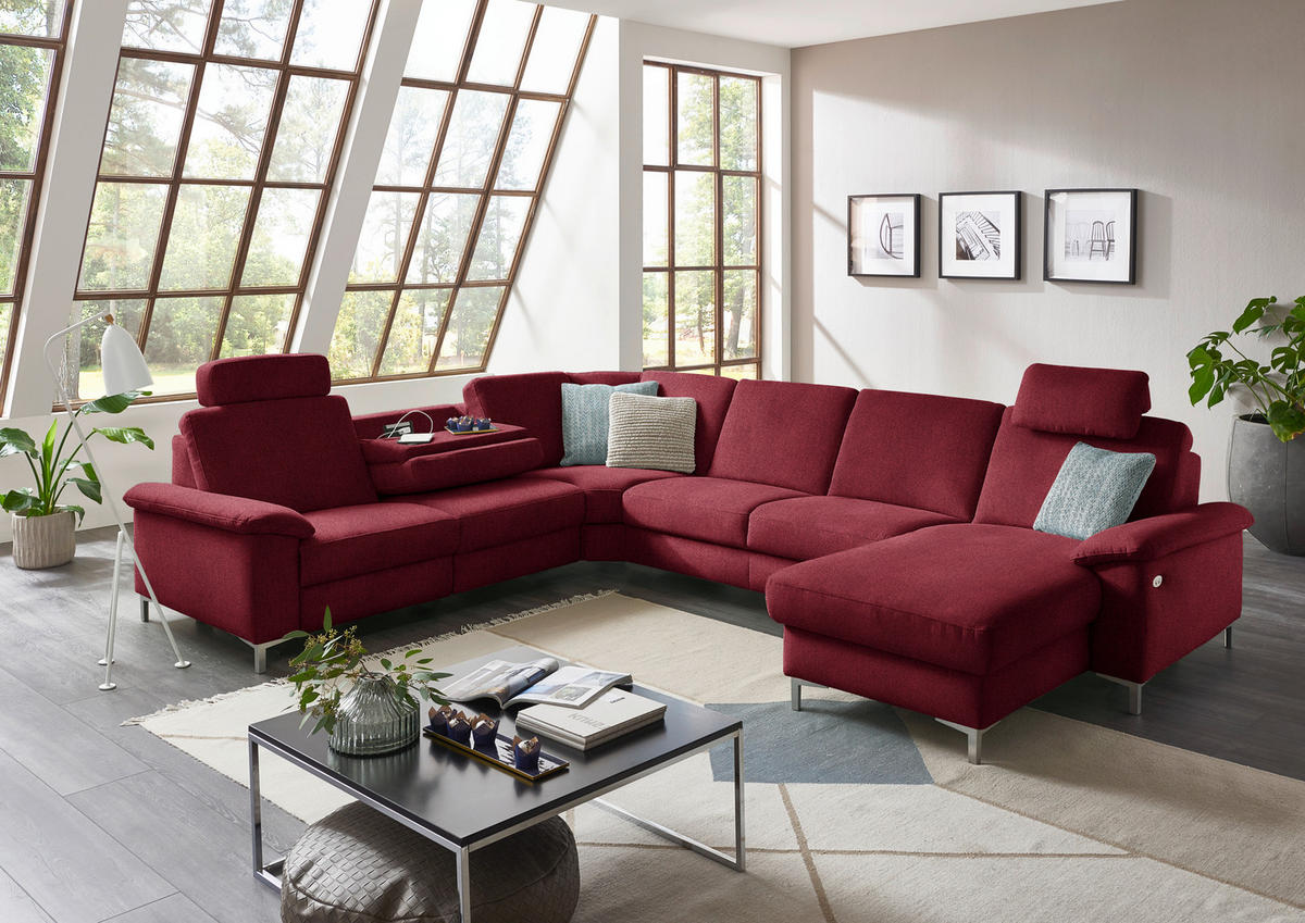 WOHNLANDSCHAFT in Chenille Rot  - Rot/Alufarben, Design, Textil/Metall (265/333/170cm) - Dieter Knoll