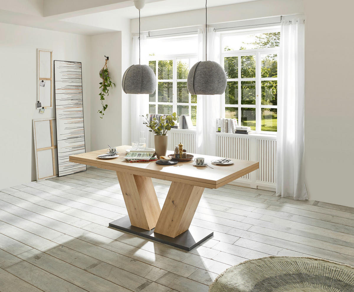 ESSTISCH in Holzwerkstoff 180-280/90/76 cm  - Schwarz/Eiche Artisan, KONVENTIONELL, Holzwerkstoff (180-280/90/76cm) - Hom`in