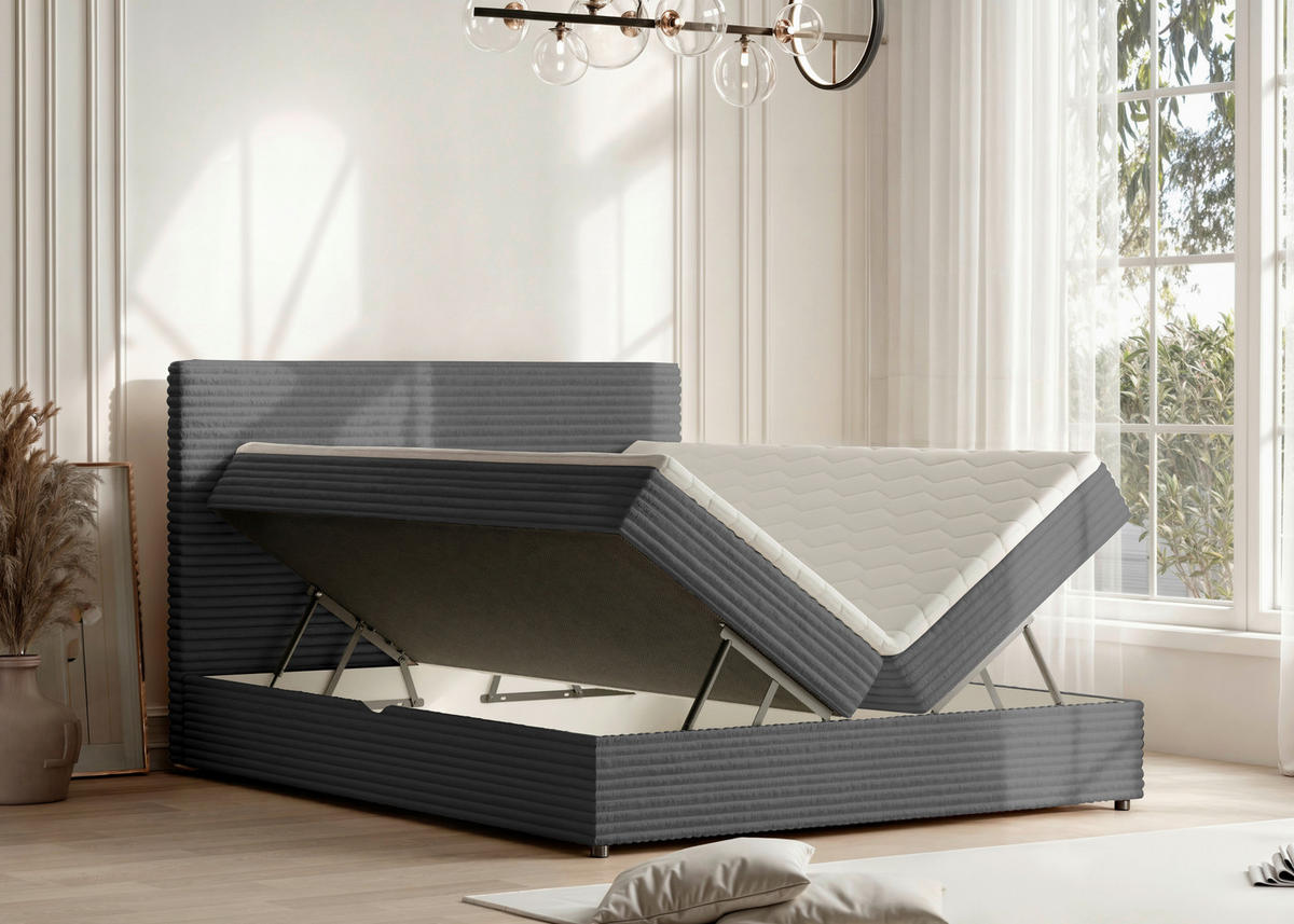 BOXBETT 140/200 cm  in Grau  - Schwarz/Grau, Trend, Kunststoff/Textil (140/200cm) - Boxxx