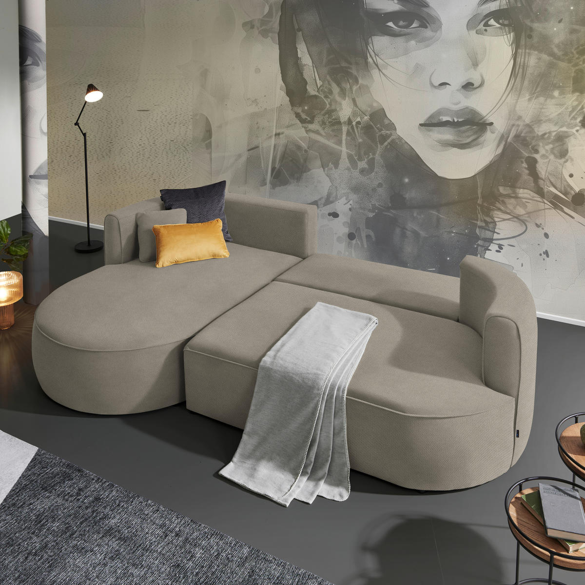ECKSOFA in Webstoff Braun  - Schwarz/Braun, Modern, Kunststoff/Textil (284/183cm) - Welnova
