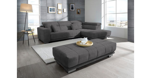 ECKSOFA in Mikrofaser Grau 301/207 cm - Chromfarben/Grau, Design, Textil/Metall (301/207cm) - Xora