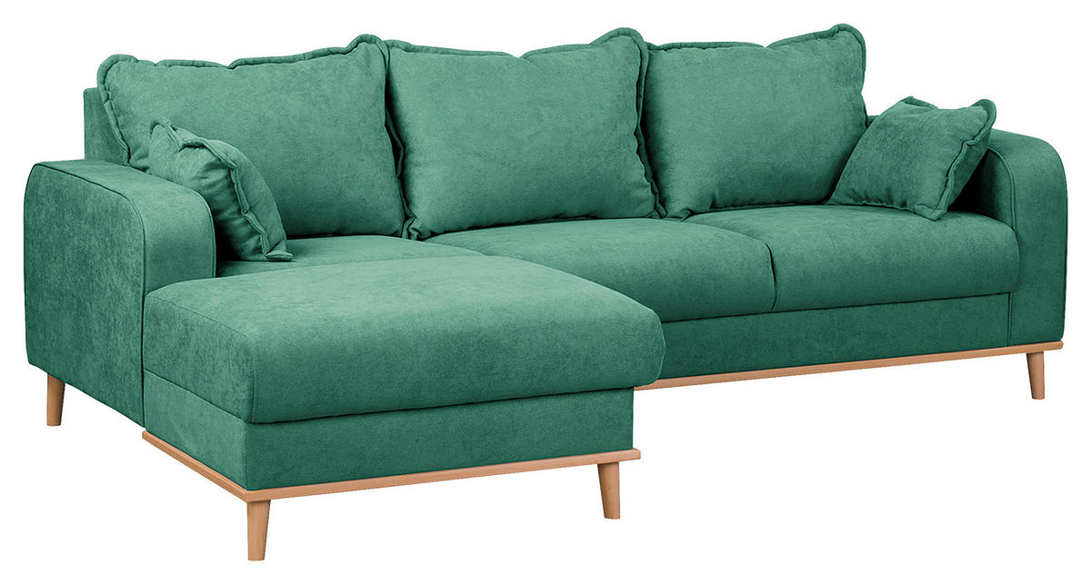 ECKSOFA Beata Mintgrün Mikrofaser  - Wengefarben/Mintgrün, Design, Holz/Textil (150/230cm) - Livetastic