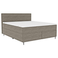 LIT BOXSPRING 180/200 cm  in brun gris  - brun gris/noir, Konventionell, textile/métal (180/200cm) - Carryhome
