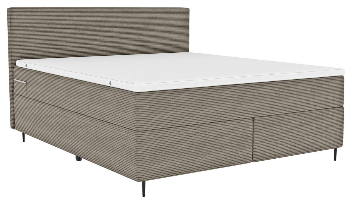 LIT BOXSPRING 180/200 cm  in brun gris  - brun gris/noir, Konventionell, textile/métal (180/200cm) - Carryhome